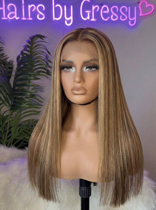 20 Inches Piano Bone Straight 5x5 HD Closure
