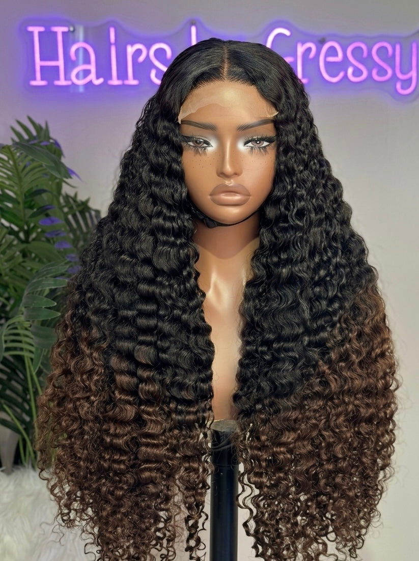 28" Sdd Ombre Burmese Curls 5×5 HD Lace | 1B/4