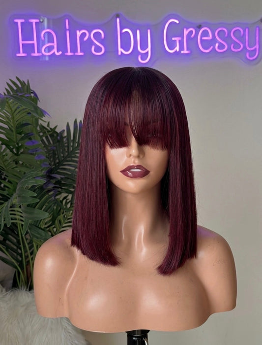 10 Inches 99J Fringe Bone Straight 200g