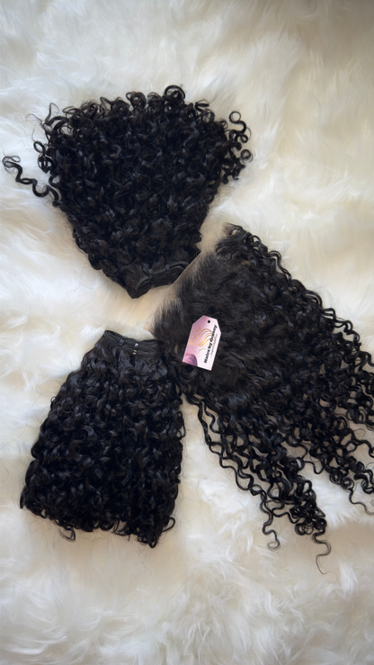 12" SDD Luxury Pixie Curl Bundle with 5×5 HD Lace Closure